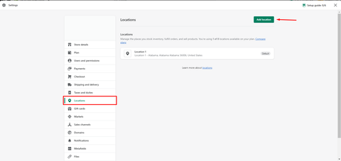 add location to Shopify shipping