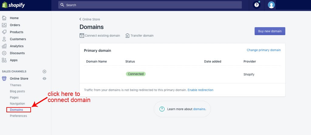 how to connect third party domain to shopify