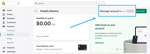 manage balance options shopify balance