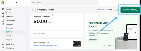 shopify balance move money option