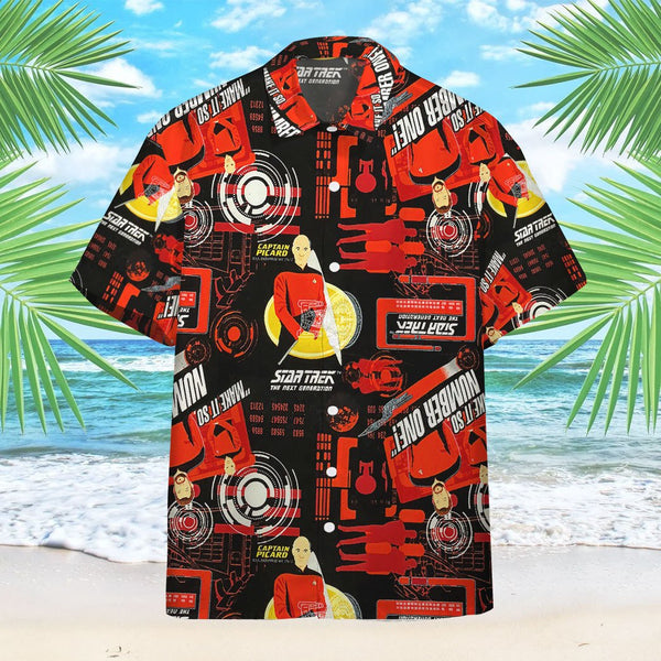 New Star Trek Hawaiian Shirt Space Ships Mens Star Trek Hawaiian