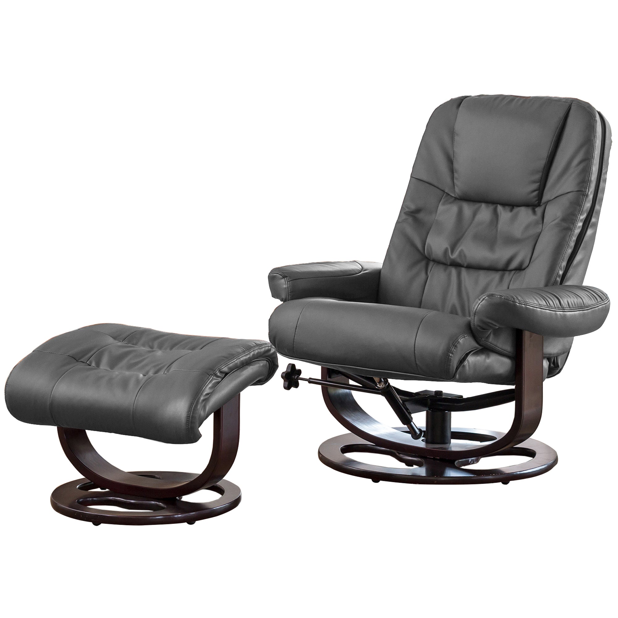 black leather recliner swivel chair