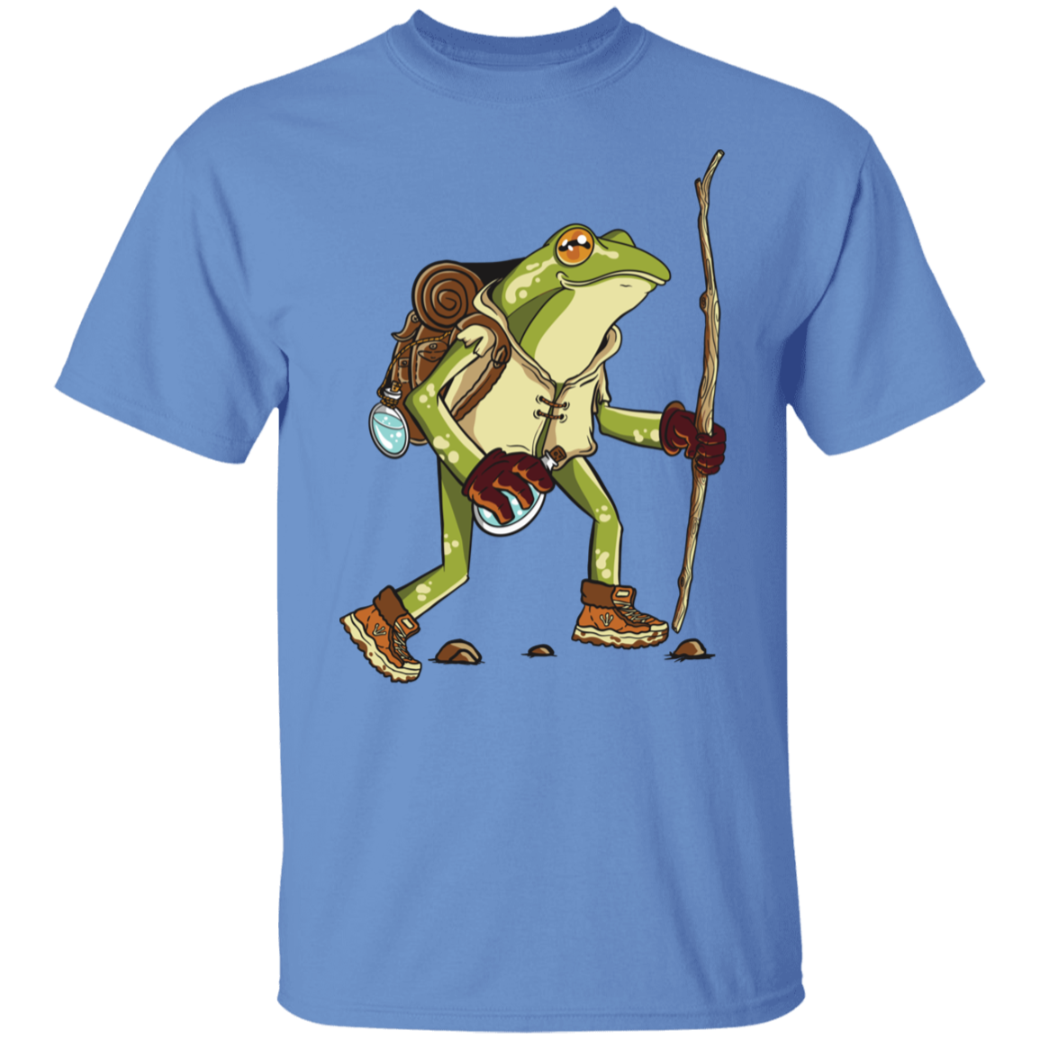 Hiking Frog T-Shirt Frog Traveling While Hiking Camping And Fishing In  Nature