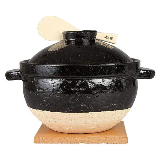 Hario GNR-150-B-AZ Rice Pot with Glass Lid, for 1 Cup, Banko Ware Rice Cooking, Earthenware Pot