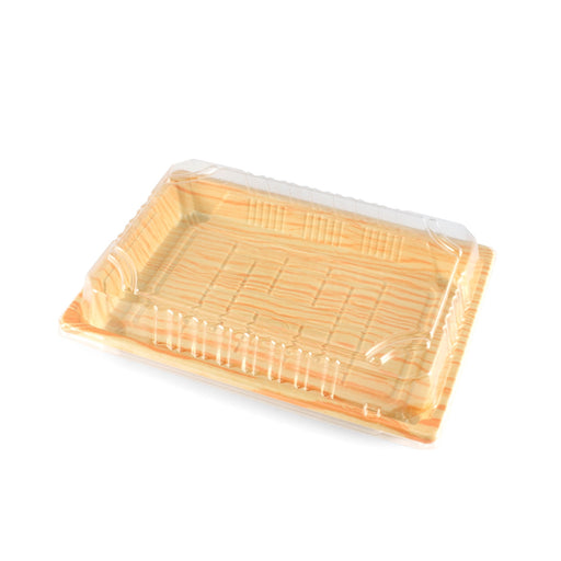 Yocup Company: Yocup Size 09 Sakura Pattern Sushi Tray w/Clear Lid Combo  (9.5 x 5.75 x 1.75) - 1 case (300 set)