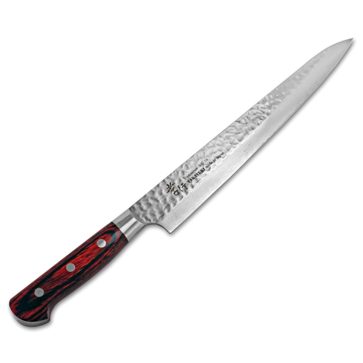 Sakai Takayuki Sujihiki Knife Damascus Hammered VG 10 Steel 240mm