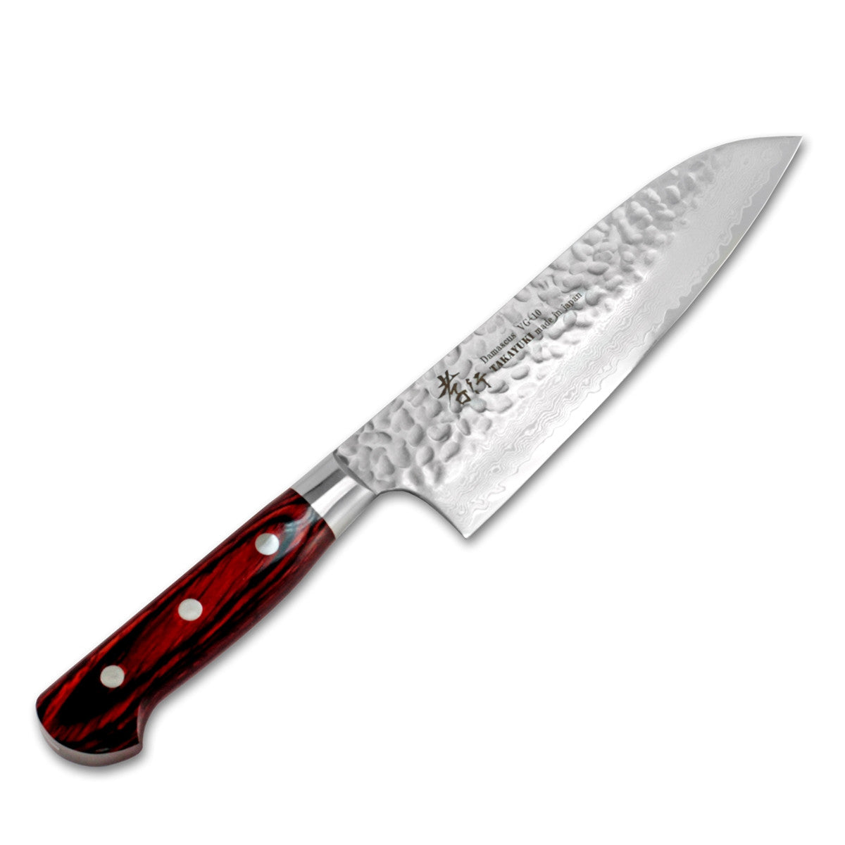 Sakai Takayuki Santoku Knife Damascus Hammered VG 10 Steel 180mm