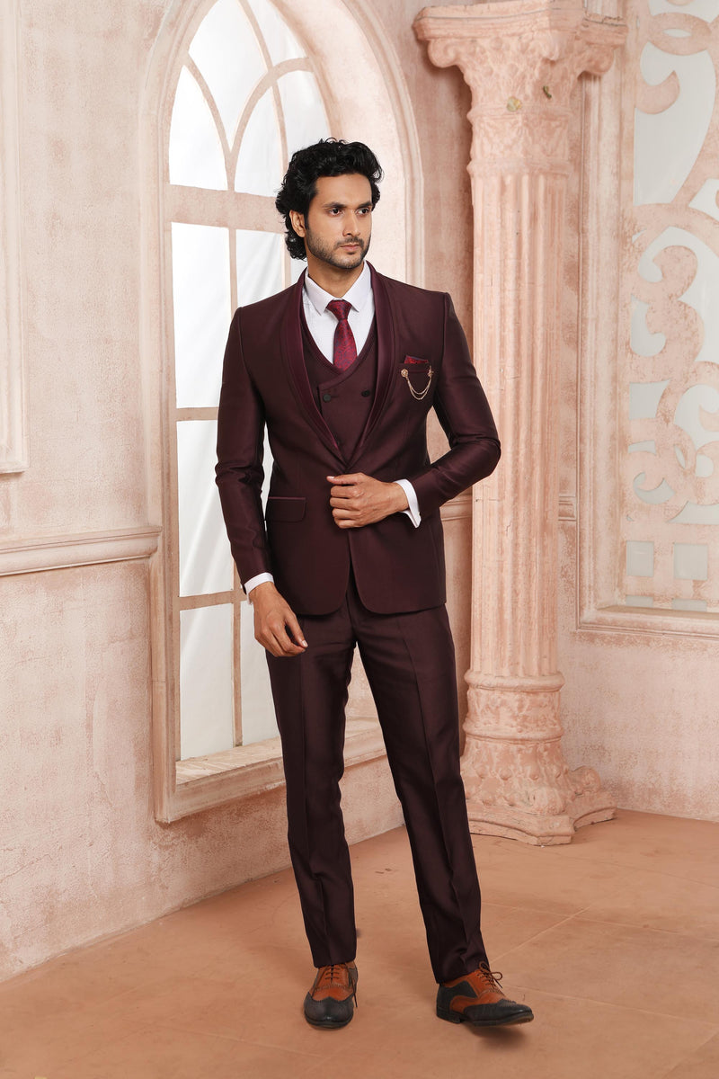 maroon colour suit