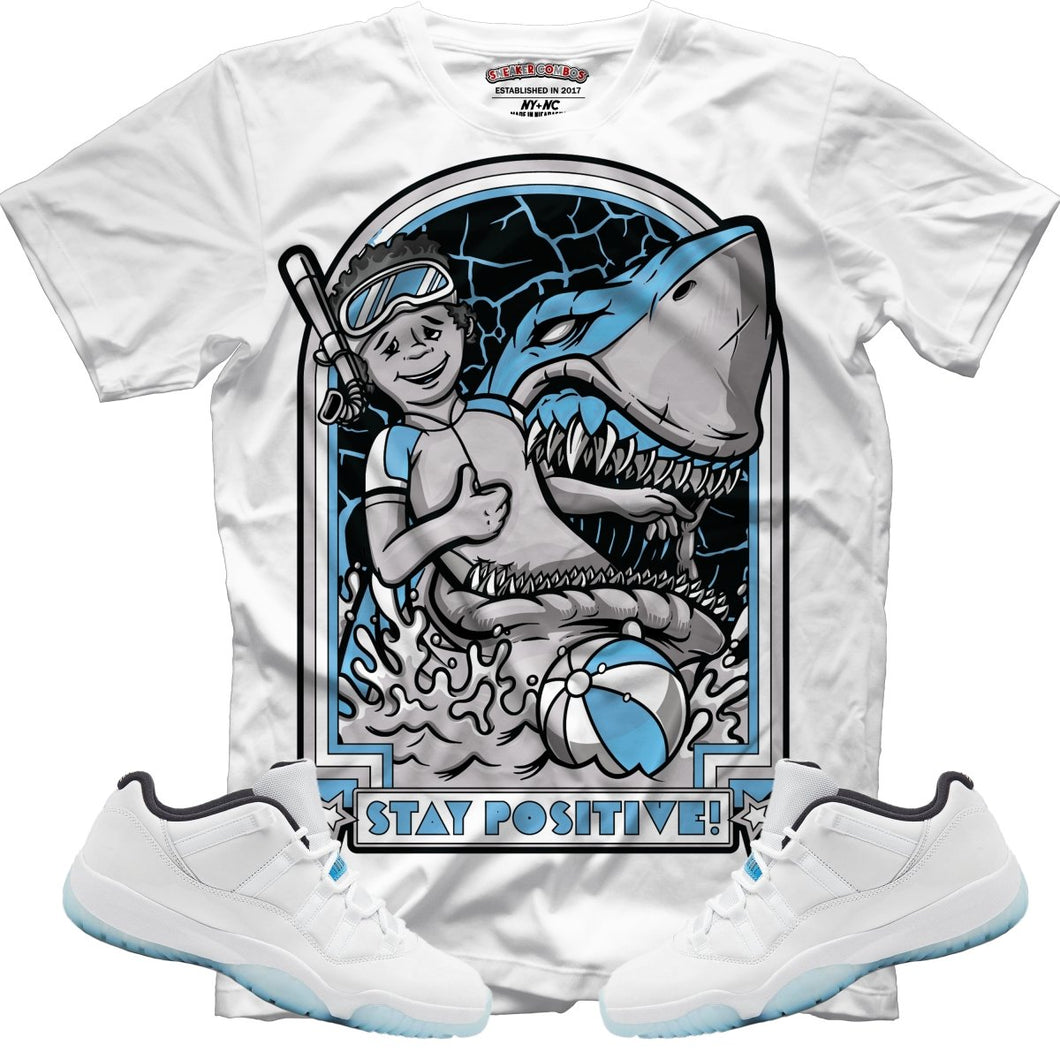 Stay Positive Retro 11 Legend Blue T Shirt Sneaker Combos