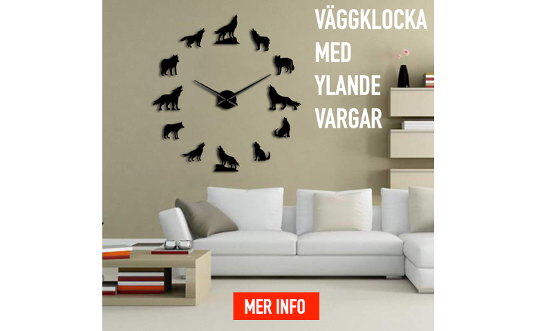 Svart Väggklocka Varg