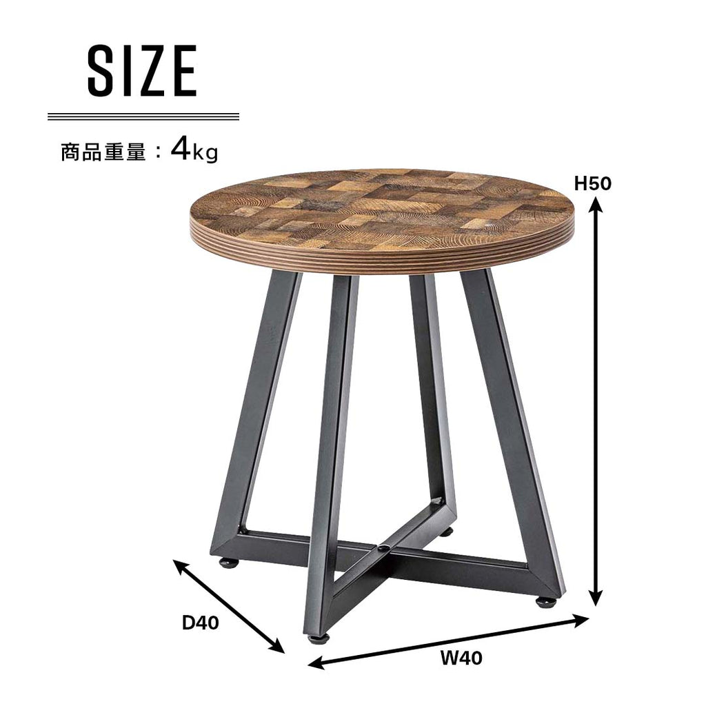 商品サイズ/ブラック脚のラウンド型カフェテーブル（S）/MIX