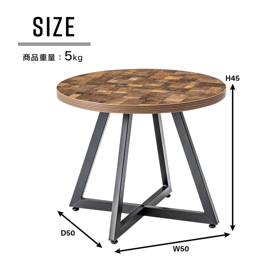 商品サイズ/ブラック脚のラウンド型カフェテーブル（M）/MIX