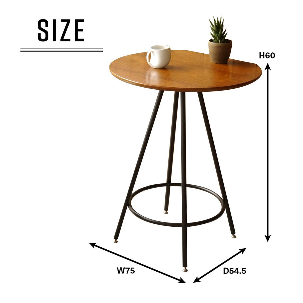 商品サイズ/ピタッと壁付け！変形天板のマルチカフェテーブル/BR