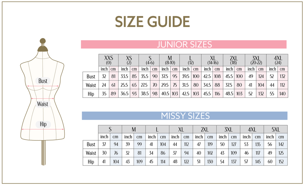 Size Chart – COYA COLLECTION