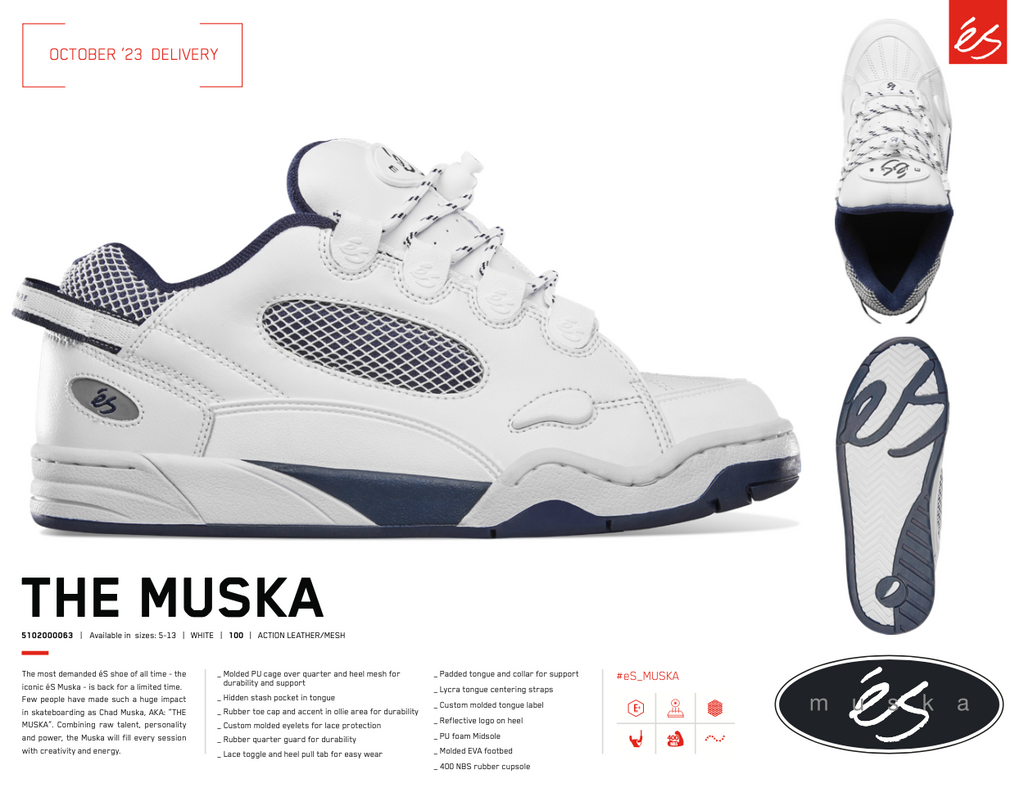 ÉS - Shoes, The Muska. White // PREORDER – The Local Skate Shop