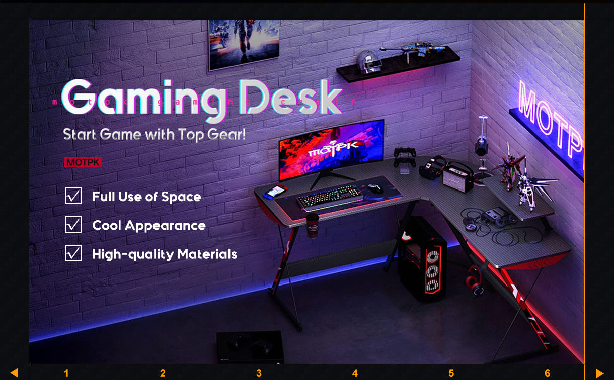 51 Large Carbon Fiber Gaming Desk L-Shaped Monitor Stand - Pink – Motpk  Game