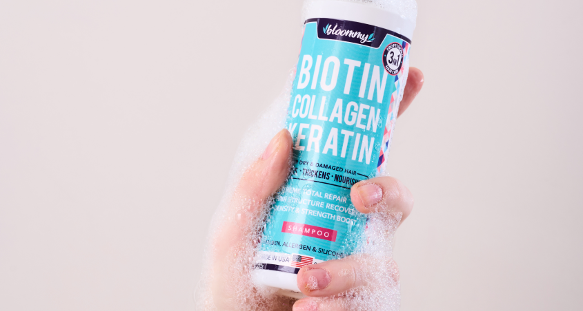 Biotin Collagen Keratin Shampoo in Hand