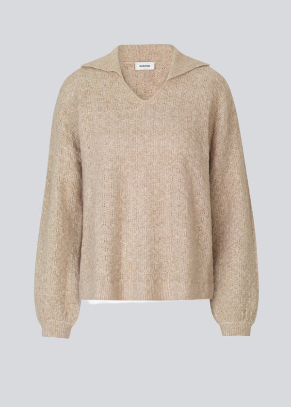 Finley Crew Neck Melange Knit Jumper - Beige Melange – Nobl