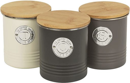 Kitchen Canisters - Galvanized Metal and Glass Canisters, Set of 3 - Mocome  Decor