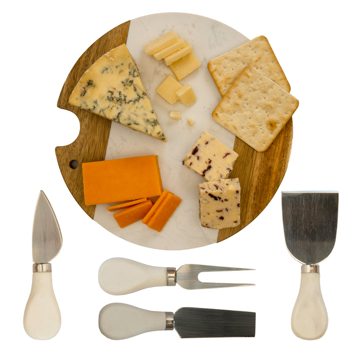 Homiu Cheese Board With Cheese Knife and Fork Set