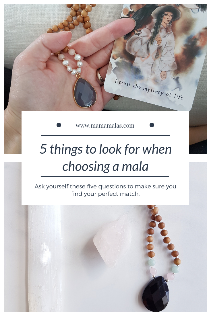 It can seem so overwhelming to choose when you find yourself drawn to many different malas, especially if you are new to healing stones and meditation in general. When choosing the right mala, there are five key elements that you should always keep in mind. The first thing we want to look at is what your intentions are. 