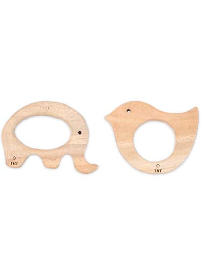 Wooden teethers - Elephant and Robin