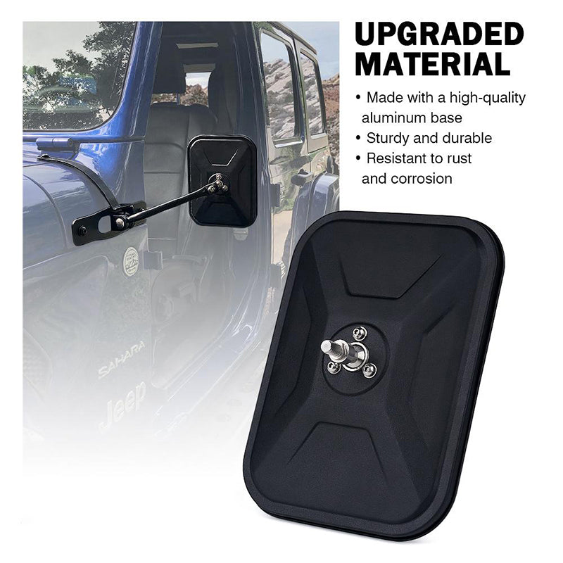 Crawlertec Black Aluminum Side Mirrors for Doorless 2018+ Jeep Wrangler JL JLU