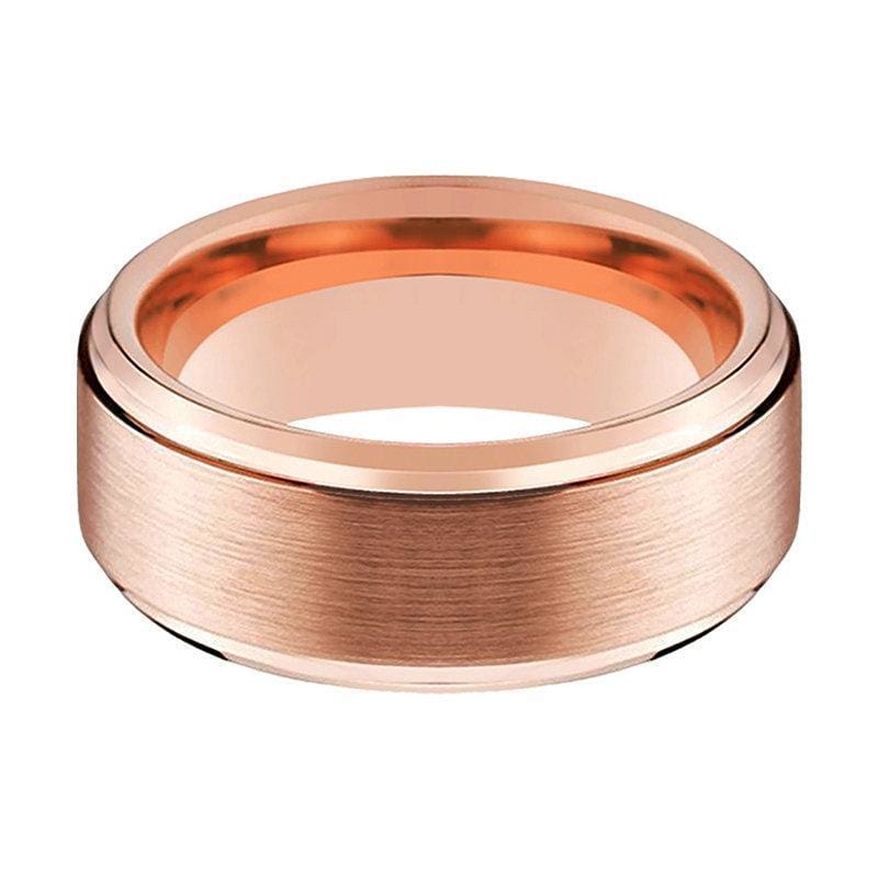 Tungsten Carbide Ring Wedding Band Rose Goldtone Orange Interior Comfo –  Metal Masters Co.