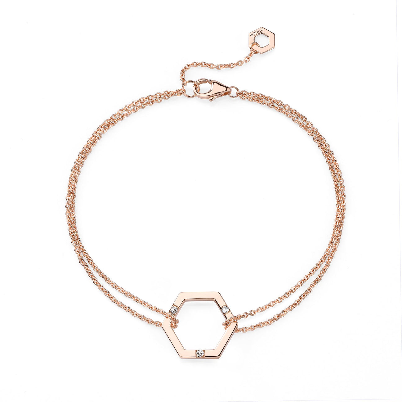 18K Rose Gold Lucky Bracelet with Hexagonal Element | Burato