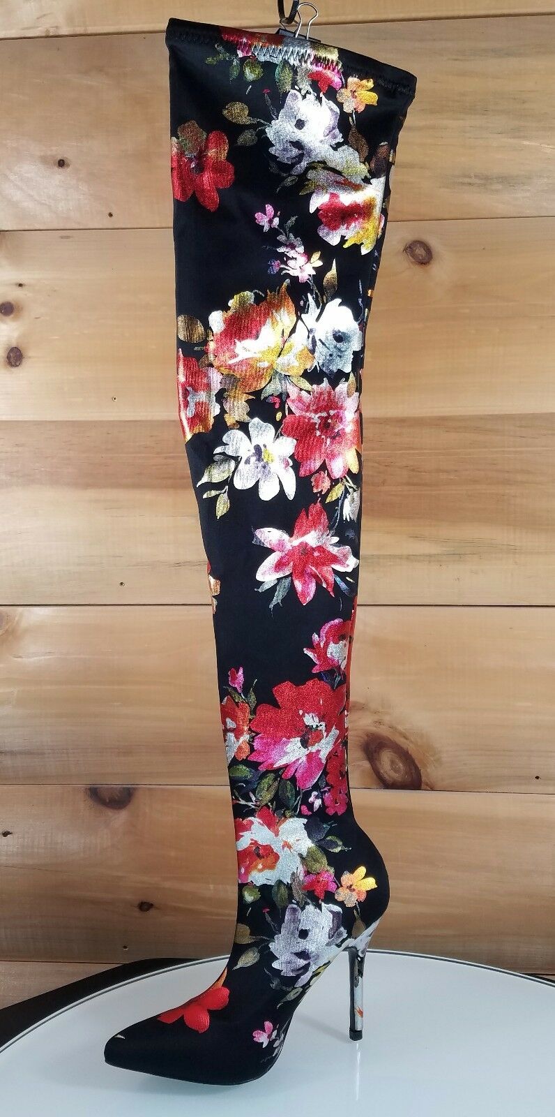 flower thigh high boots