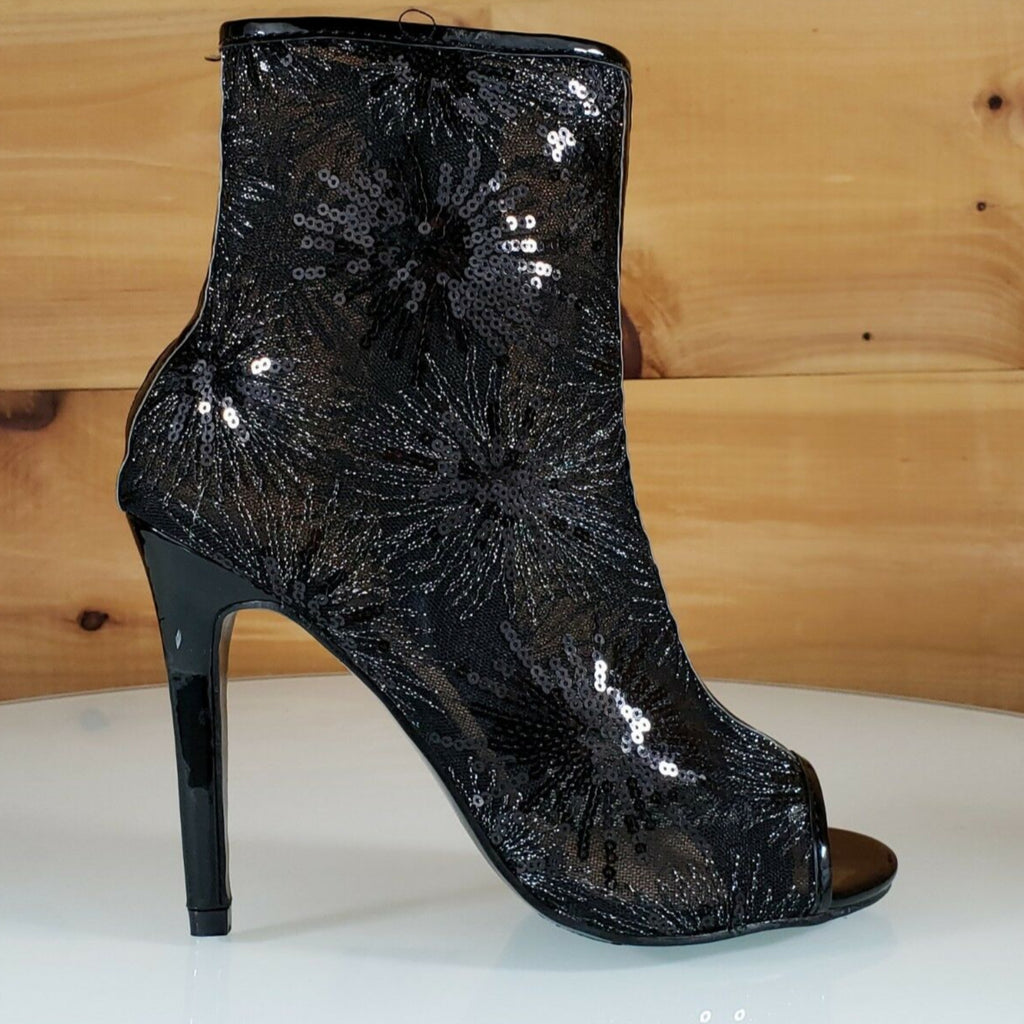 sequin low heel boots