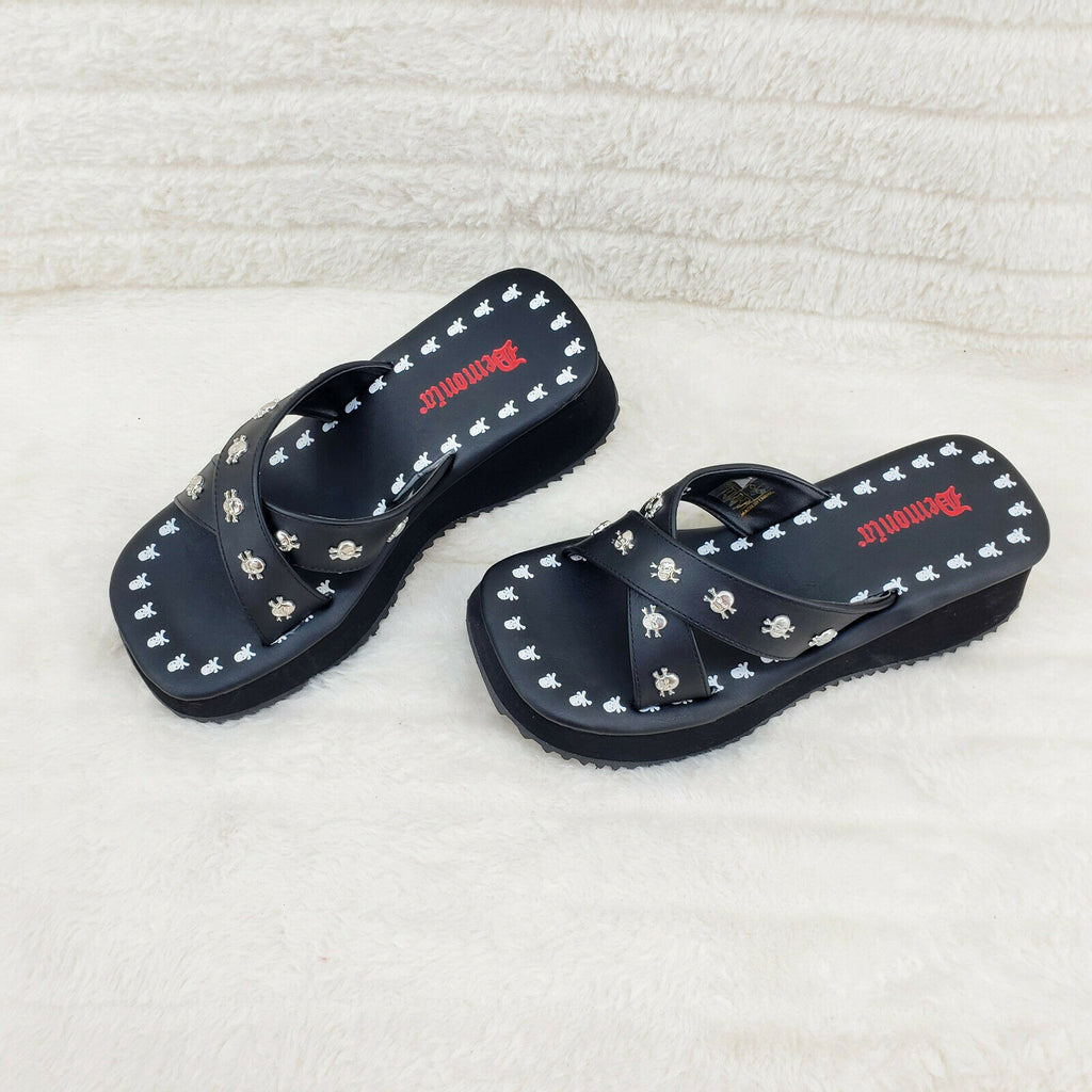 Flip Demonia Goth Slip On Sandals With Skull Studs In House Stock NY 8 ...