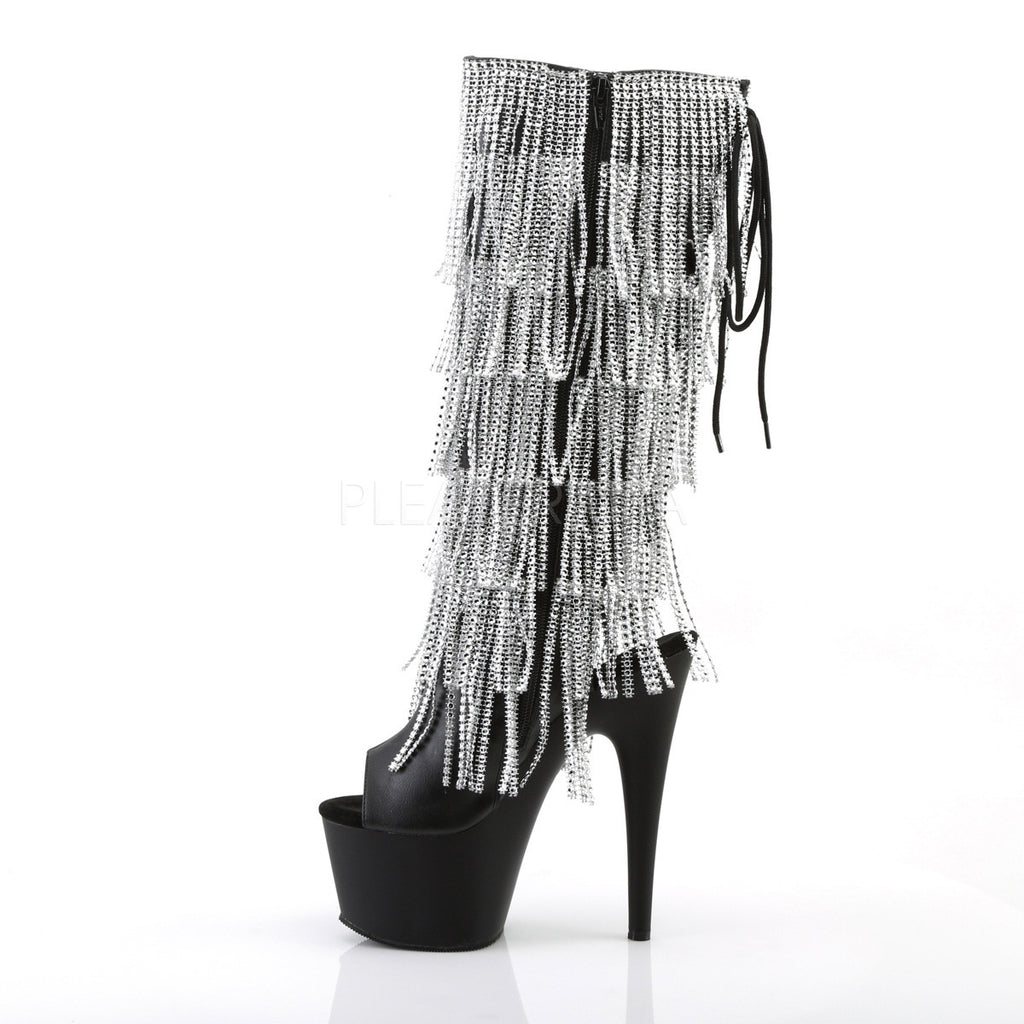Adore 2024 RSF  Black / Silver Fringe Platform Heel Knee Boots - 7" Heels - Totally Wicked Footwear