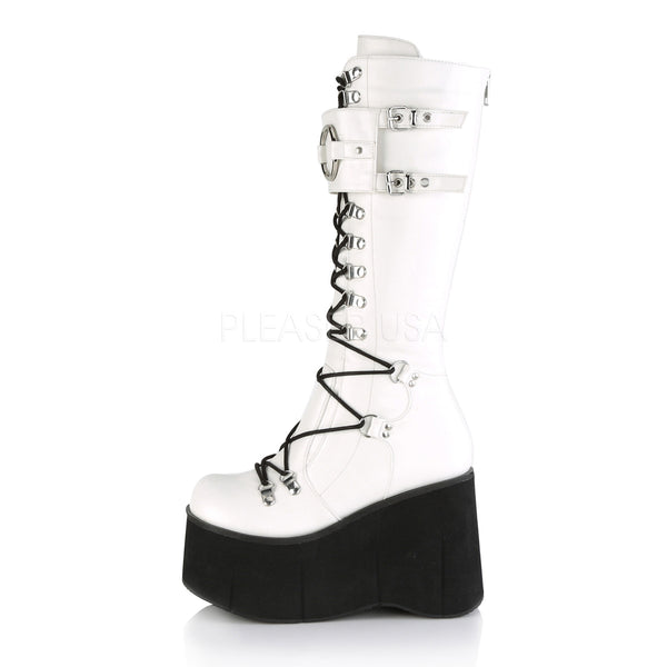 Kera 200 White Lace Up Goth Platform Knee Boot - Demonia Direct ...