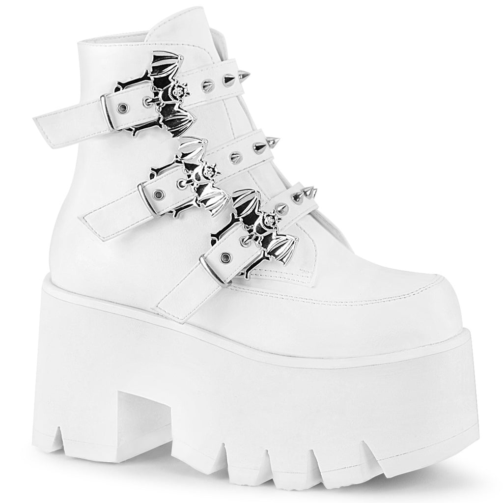 platform ankle boots white