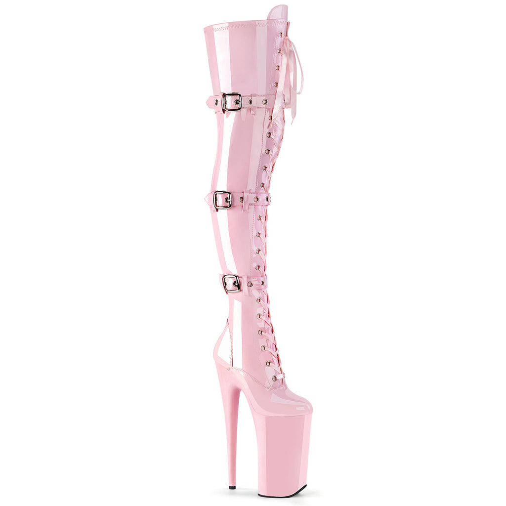 pink knee high heels