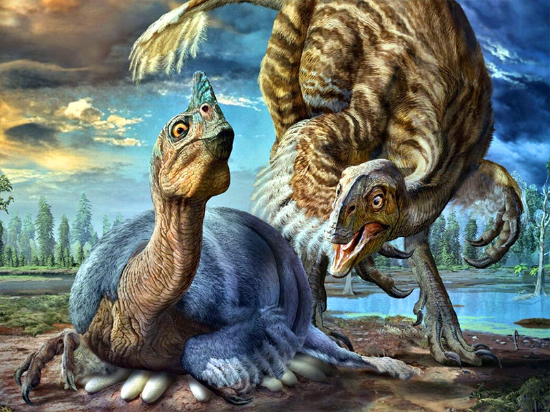 dinosaure avec œufs crétacé