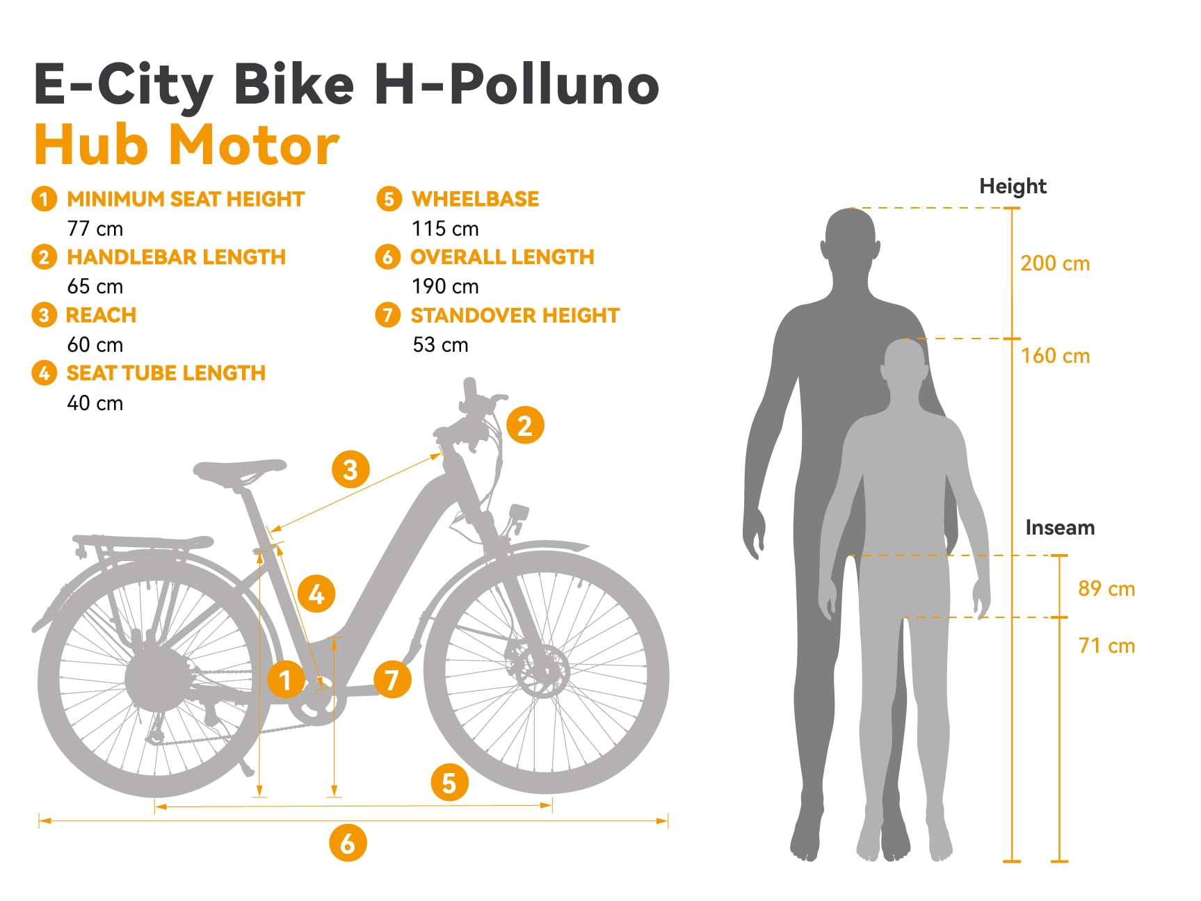 eskute bici elettrica Pulluno misura