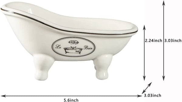 1piece 5.6 White Ceramic Mini Bathtub Soap Dish Small Planter Makeup  Organizer Container Hamster Bathtub (white) - Jxlgv