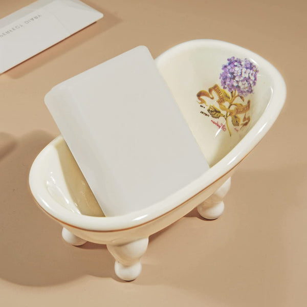 1piece 5.6 White Ceramic Mini Bathtub Soap Dish Small Planter Makeup  Organizer Container Hamster Bathtub (white) - Jxlgv
