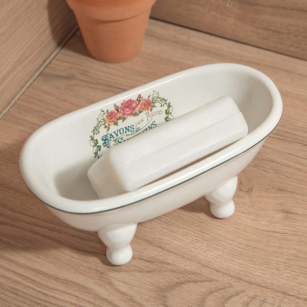 1piece 5.6 White Ceramic Mini Bathtub Soap Dish Small Planter Makeup  Organizer Container Hamster Bathtub (white) - Jxlgv