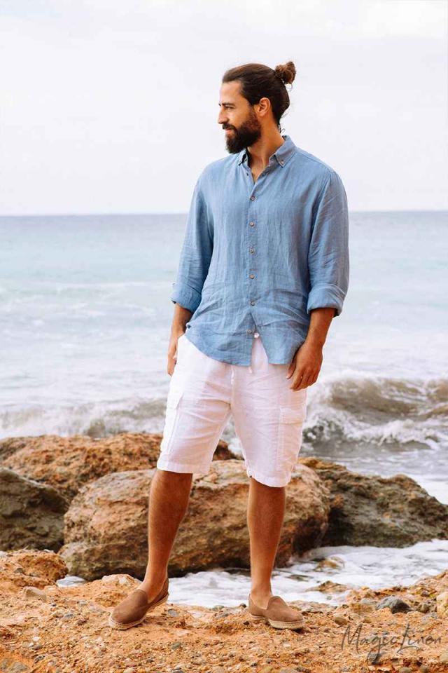 Sustainable linen men shirts, men linen shirts for hot weather and summer, the most stylish linen clothing for men