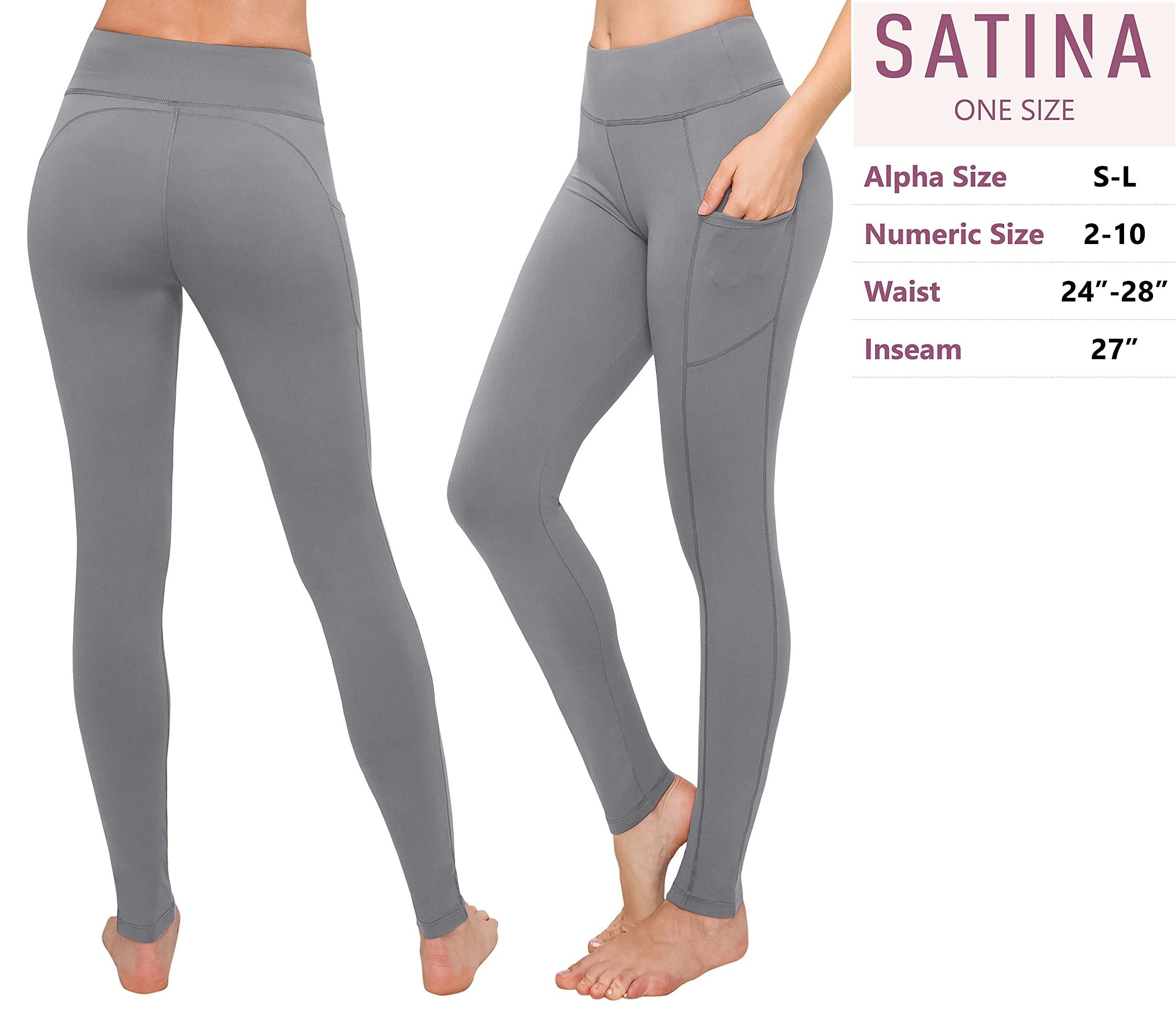 SATINA Tan High Waisted Yoga Leggings, Women's One Size Fits All