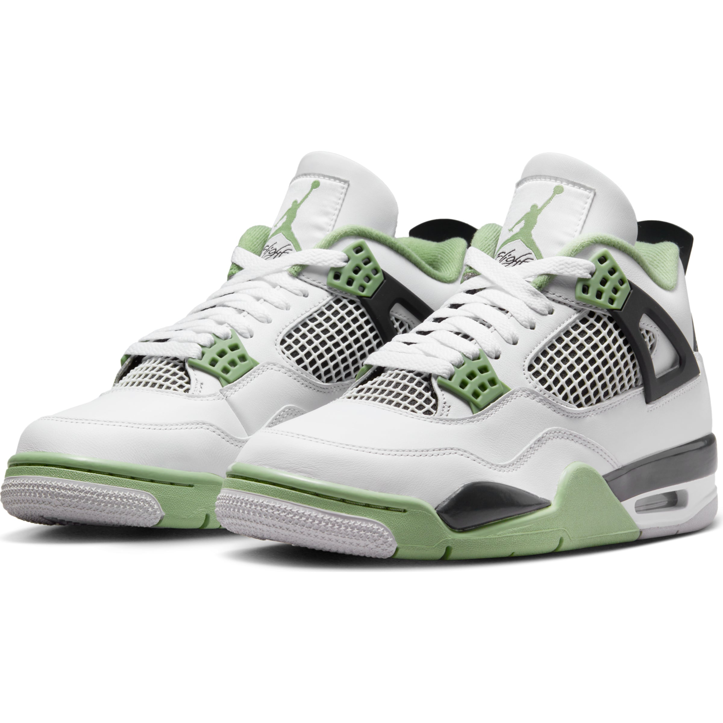 green and white air jordan 4