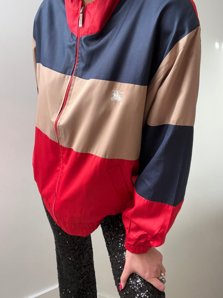 Burberry Jackets Large Blue Tan Red Sports Jacket