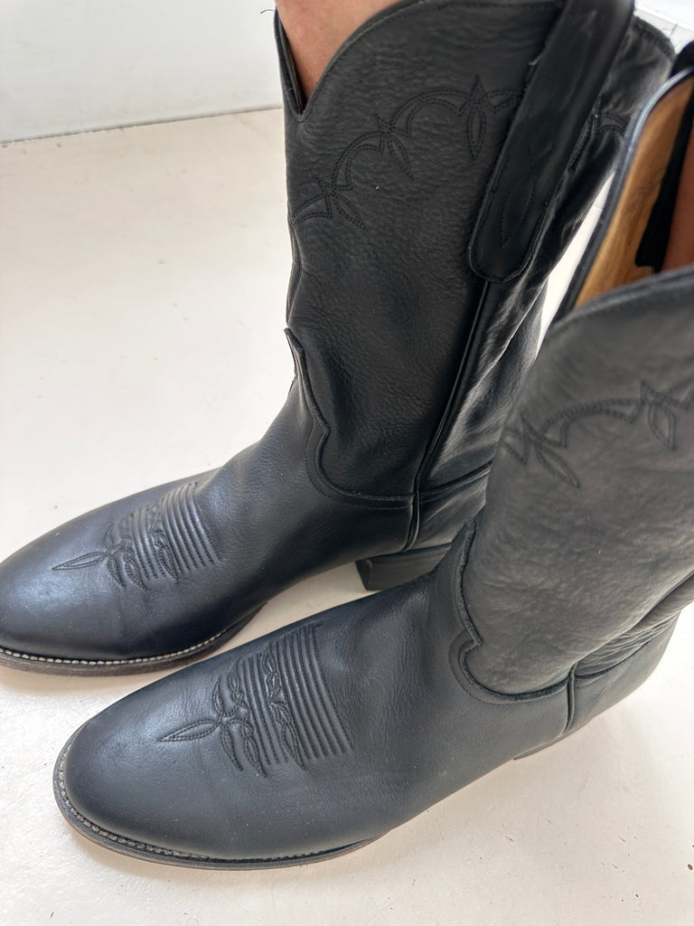 Vintage Black Leather Cowboy Boots | Jetsetbohemian