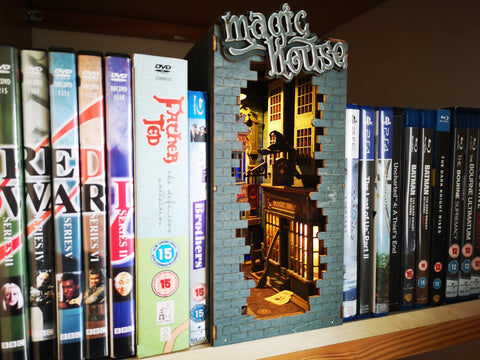 Rolife Book Nook with Playstation games and blu-rays