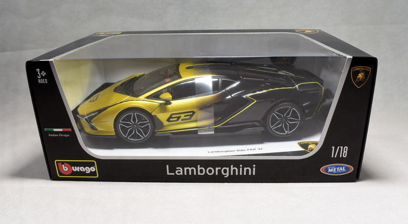 Bburago Lamborghini Sian Yellow Black 1:18 Scale Diecast Model