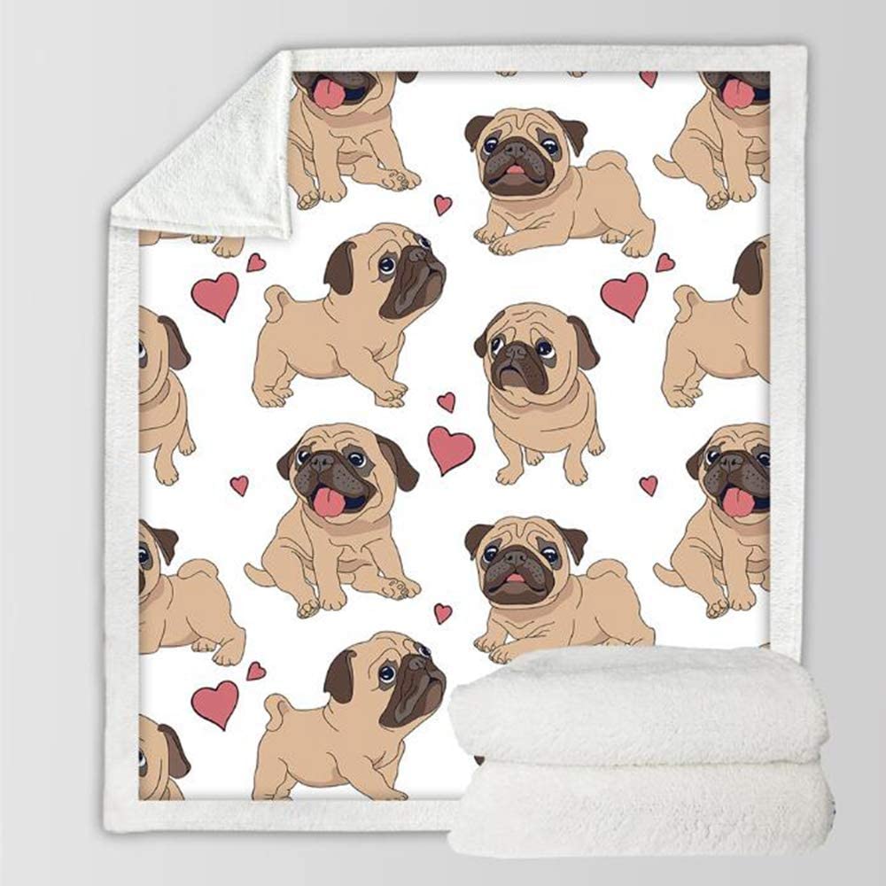 Kawlio Pug Fleece Blanket Pet Blanket Dog Reversible for Pug Lover – kawlio
