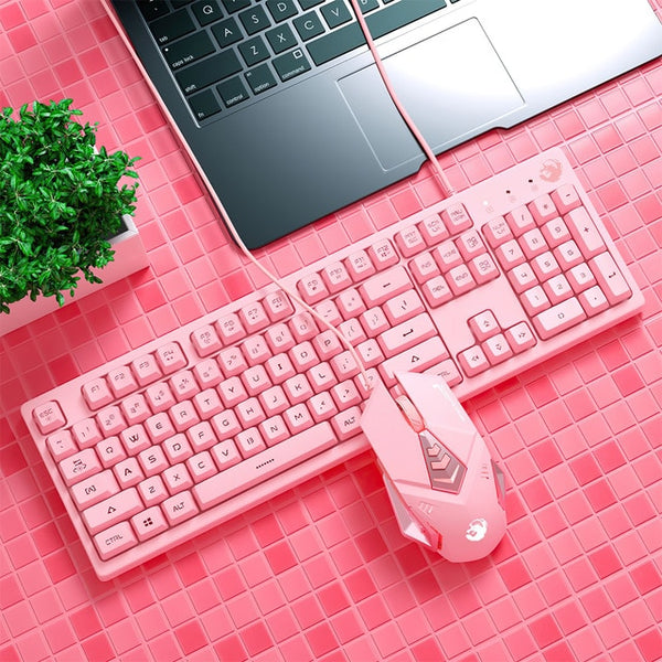 Mechanical Gaming Sets Keyboard Mouse Headset Combos Cute Pink Mechanical Teclado 3200 DPI Optical Mouse Headset for PC Gamer - Ecart